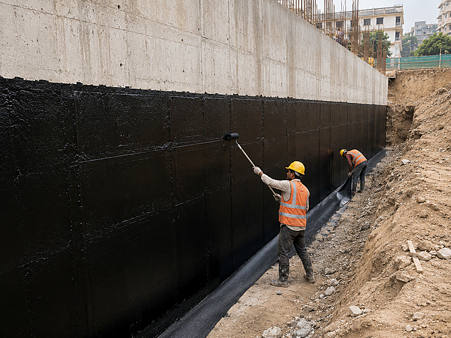 Retaining wall waterproofing